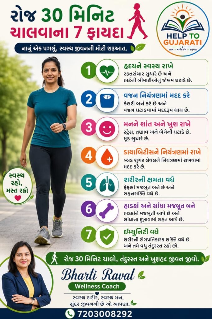 સવારે 30 મિનિટ ચાલતી મહિલા અને પુરુષ - Morning Walk Benefits