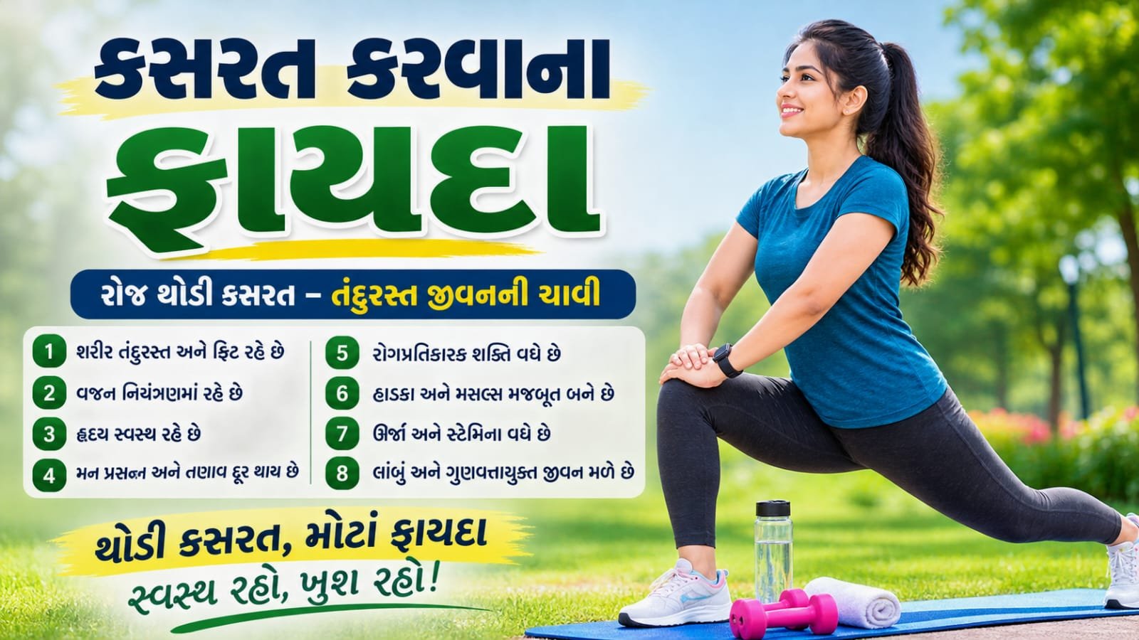 કસરત કરવાના ફાયદા – રોજ વ્યાયામથી સ્વસ્થ જીવનશૈલી