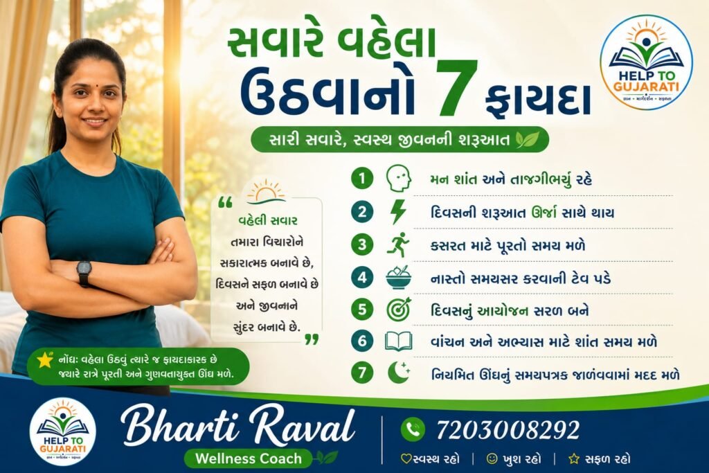 સવારે વહેલા ઊઠવાના ફાયદા અને હેલ્ધી મોર્નિંગ રૂટિન